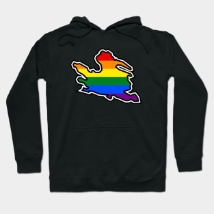 Mayne Island Silhouette - Traditional Pride Flag Rainbow Colours - Mayne Island Hoodie